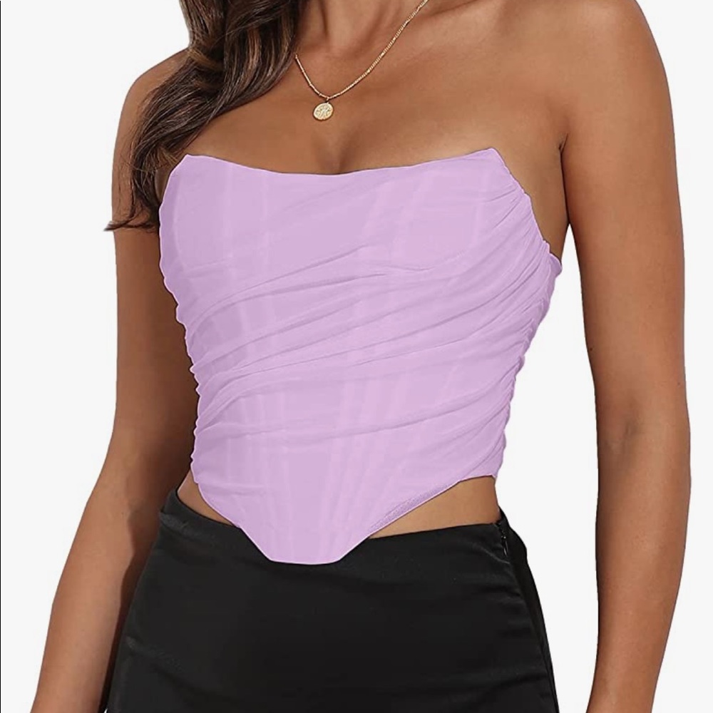 Modegal Strapless Boned Mesh Bustier Zip Back Corset